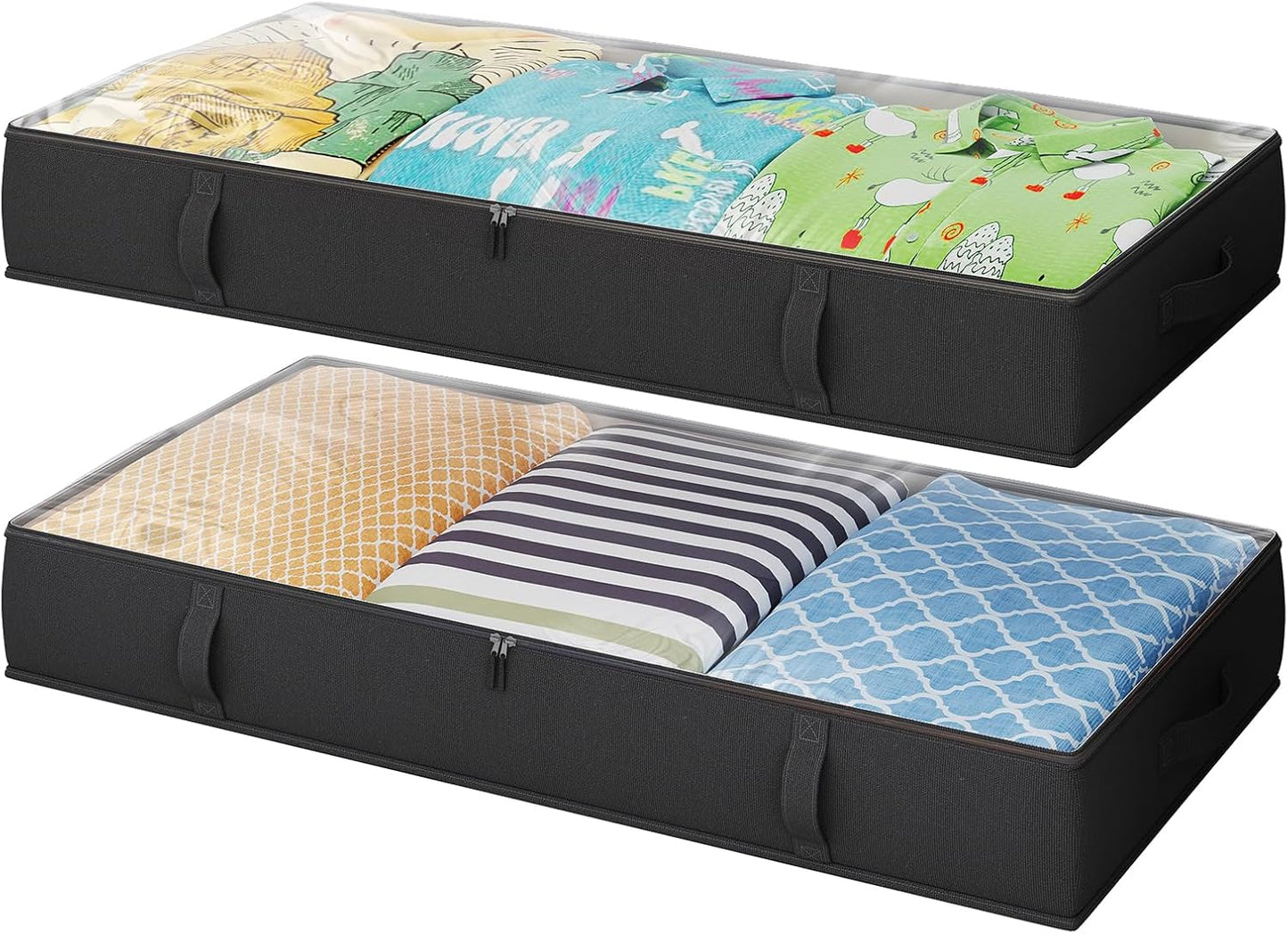 Under Bed Storage Bins - 2-Pack Sturdy Organizers for Home