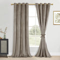Taupe Velvet Curtains 96 in with Tiebacks - Elegant Room Darkening