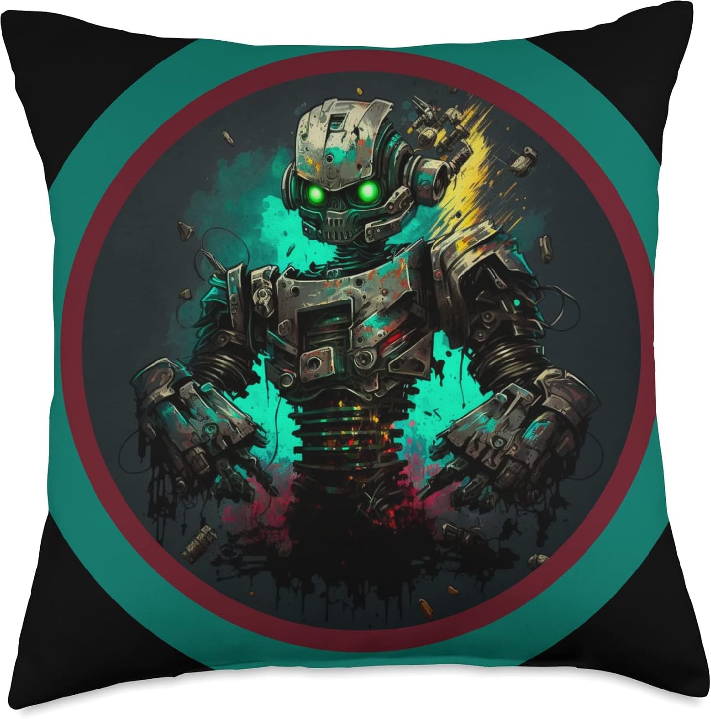 Futuristic Robot Armagedon Throw Pillow for Kids