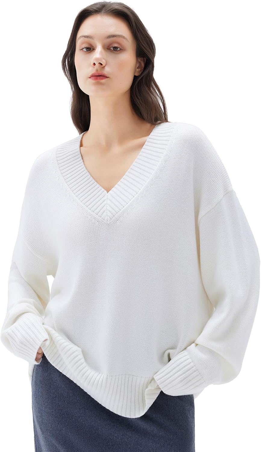 Cashmere Oversized V Neck Pullover Sweaters for Women