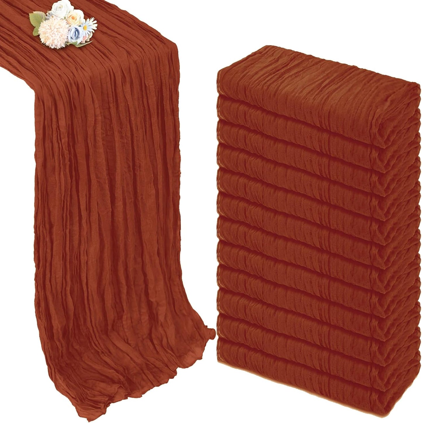 12 Pack Terracotta Cheesecloth Table Runner for Elegant Decor