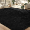 Large Black Shaggy Rug 6x9 ft - Soft Modern Plush Area Rug