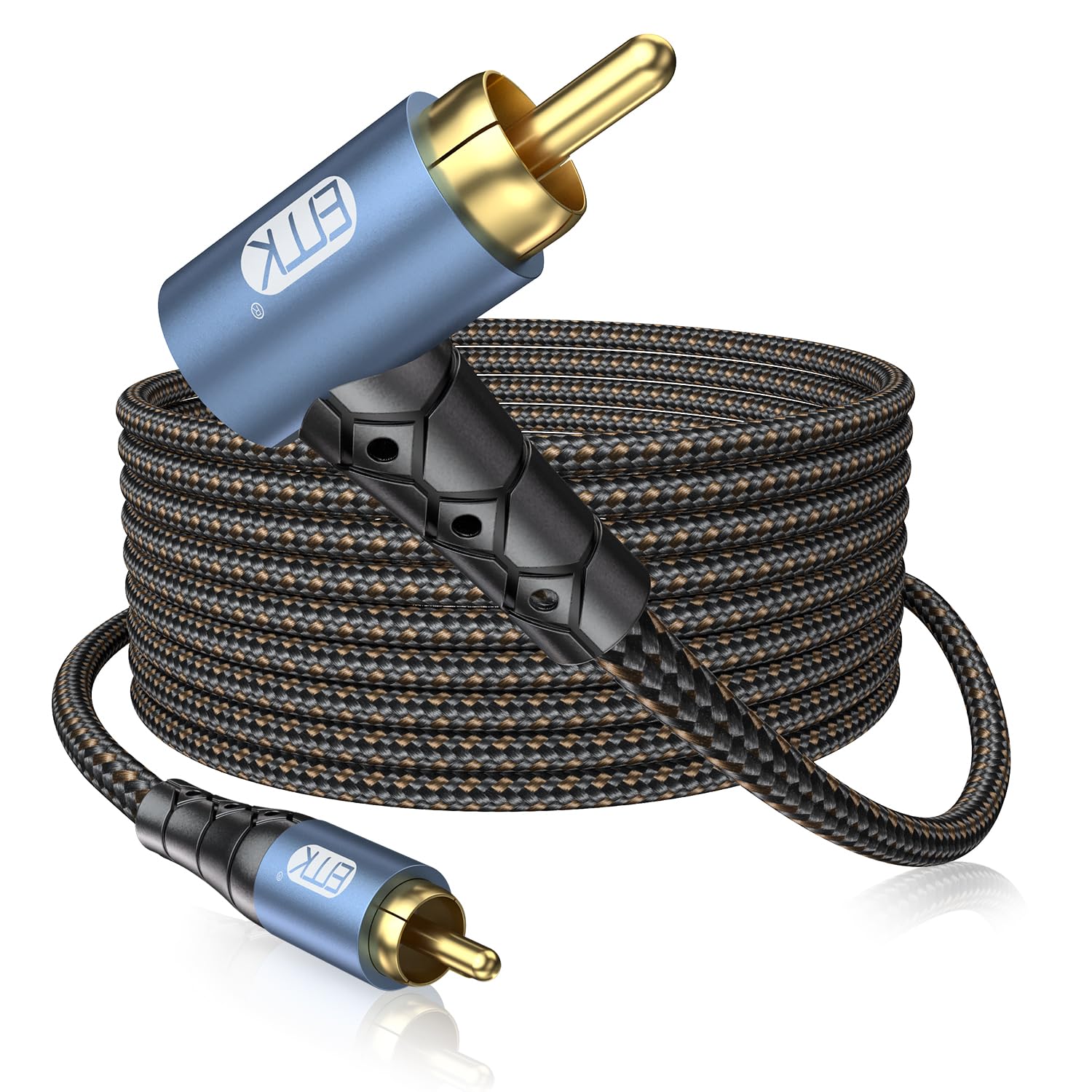EMK RCA Subwoofer Cable 90 Degree Design for Hi-Fi Systems