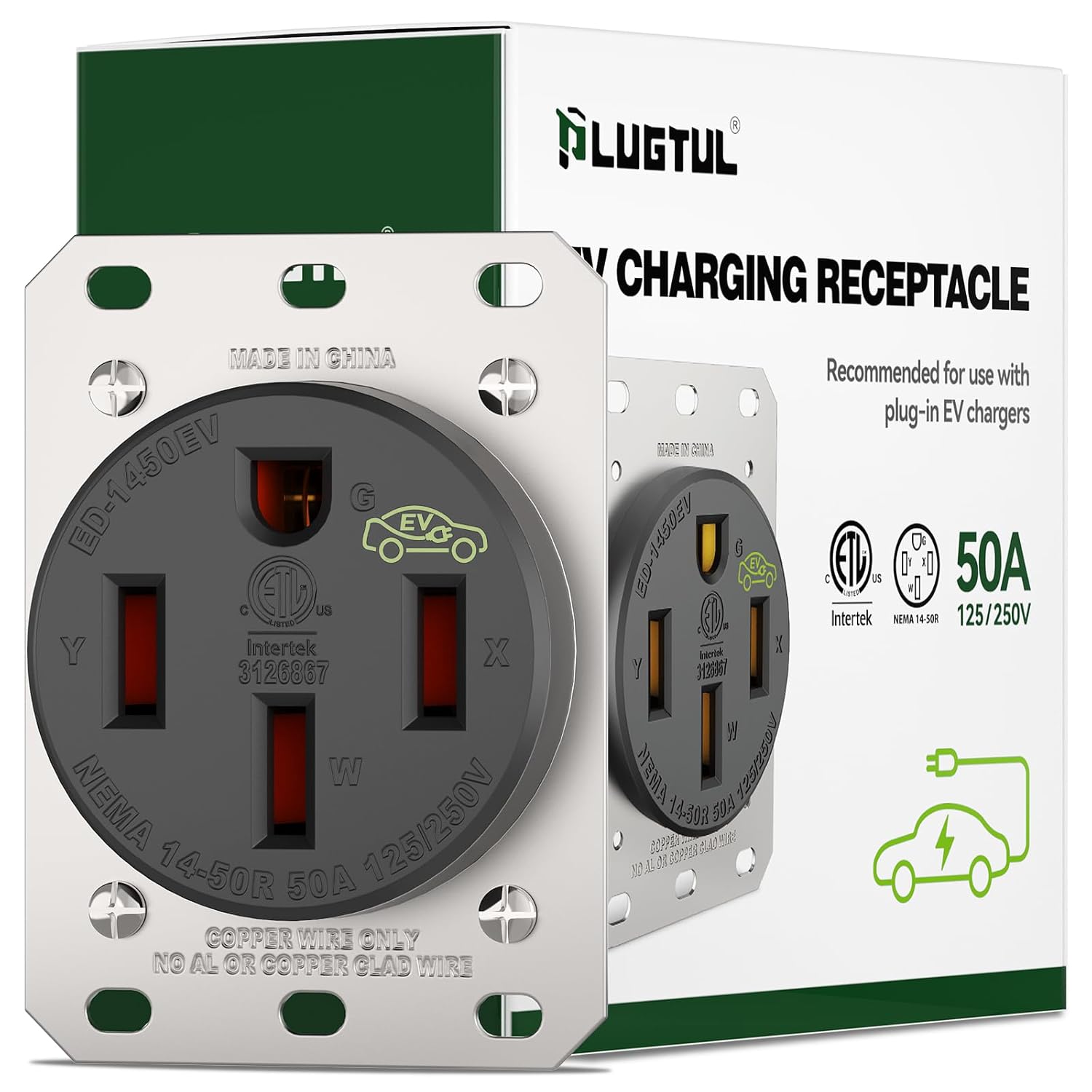 NEMA 14-50R Outlet for 50AMP EV Charging - Heavy-Duty Receptacle