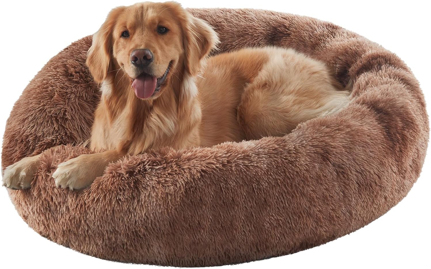 36 inches Donut Dog Bed for Large Dogs - Calming Fluffy Bed