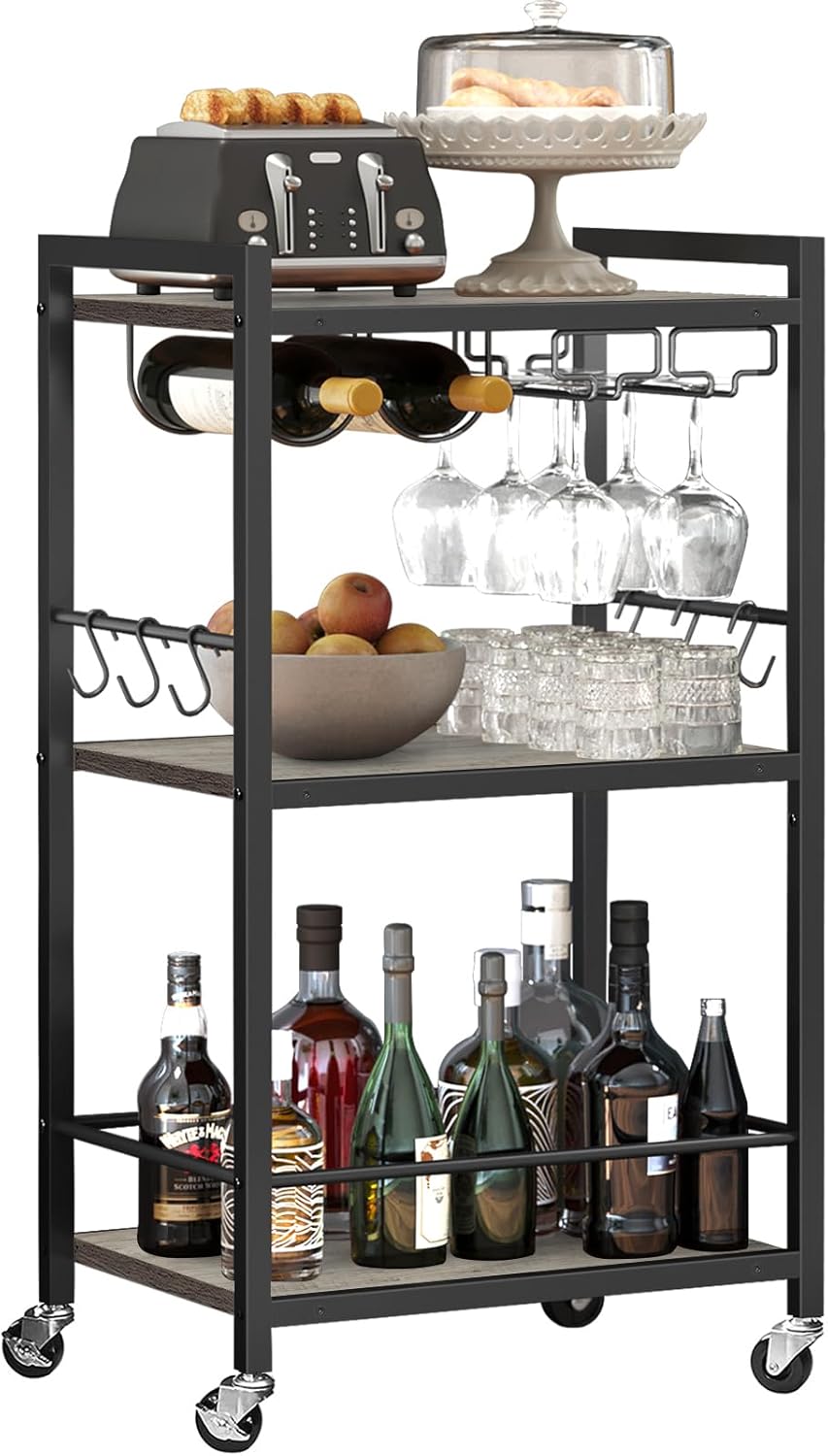 TUTOTAK Bar Cart: Multifunctional Rolling Beverage Cart
