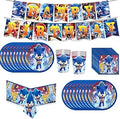 Blue hedgehog birthday party supplies set for 20 - Complete tableware