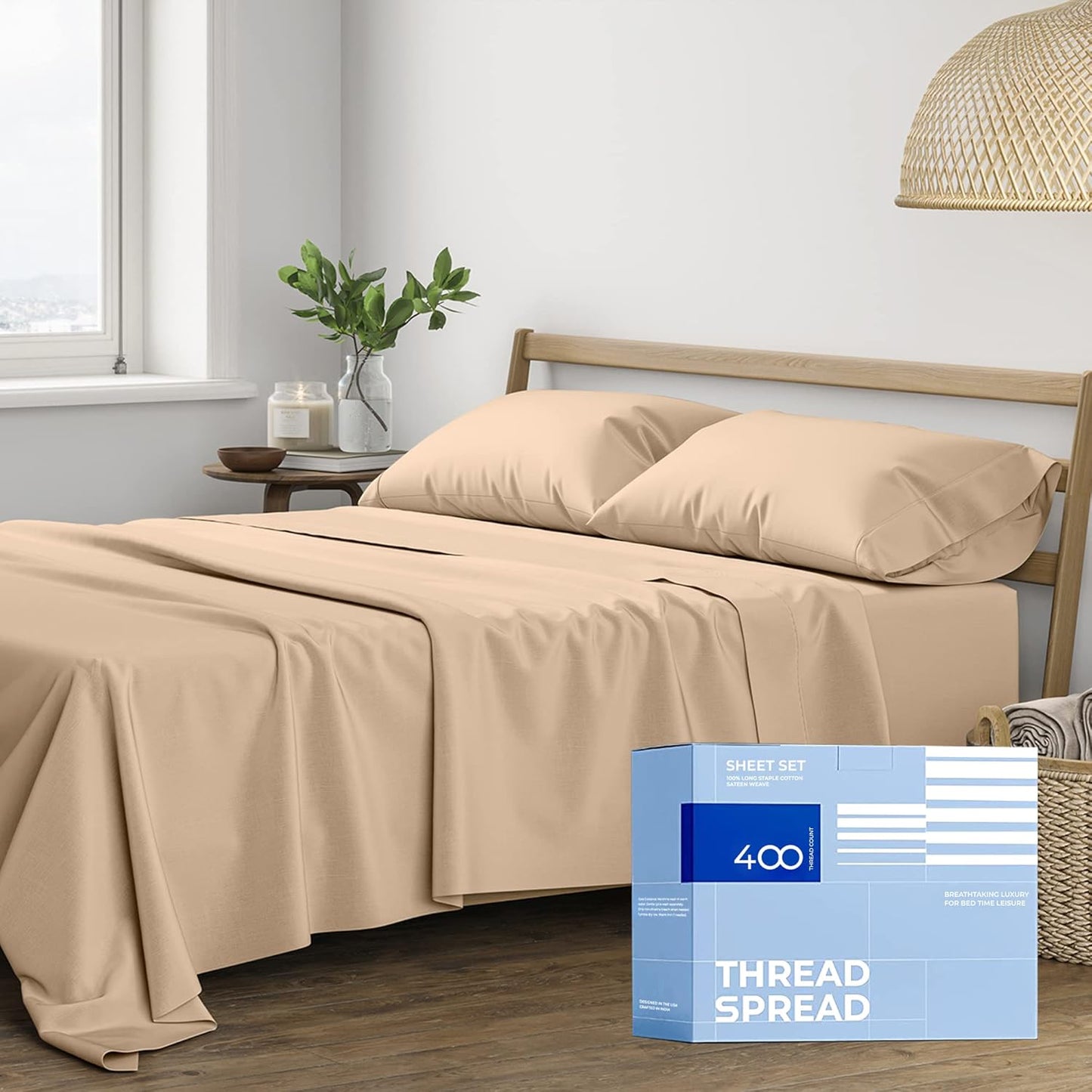 100% Cotton Queen Sheets Set - Soft, Cooling & Durable