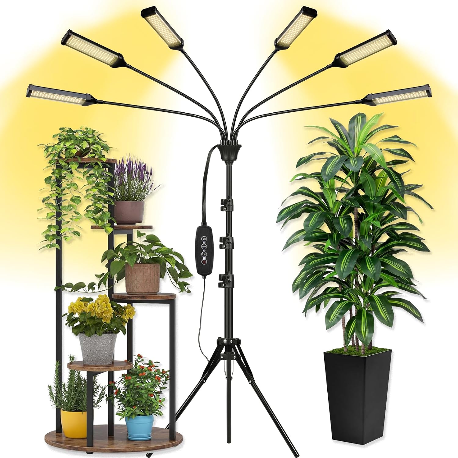 LED Grow Lights for Indoor Plants with Timer and Tripod Stand