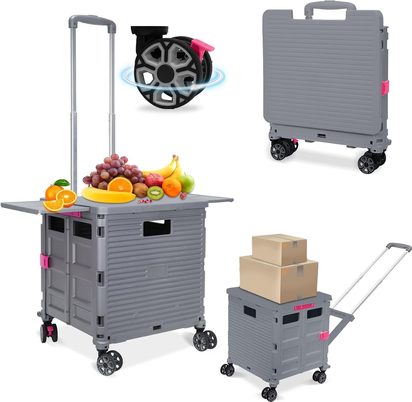 FELICON SELORSS Folding Utility Cart with Adjustable Handle
