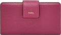 Fossil Logan Leather Wallet RFID Blocking Tab Clutch - Pink Leather
