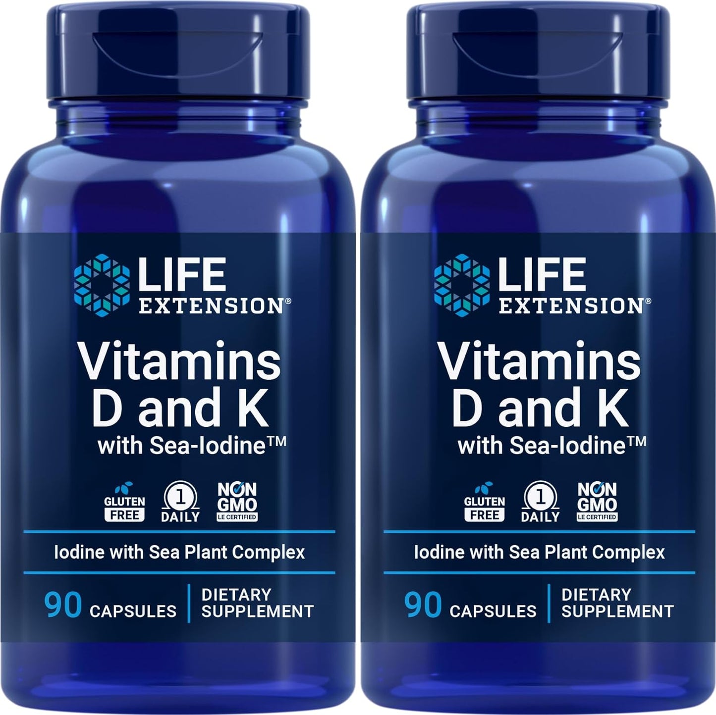 Life Extension Vitamins D and K with Sea-Iodine for Health