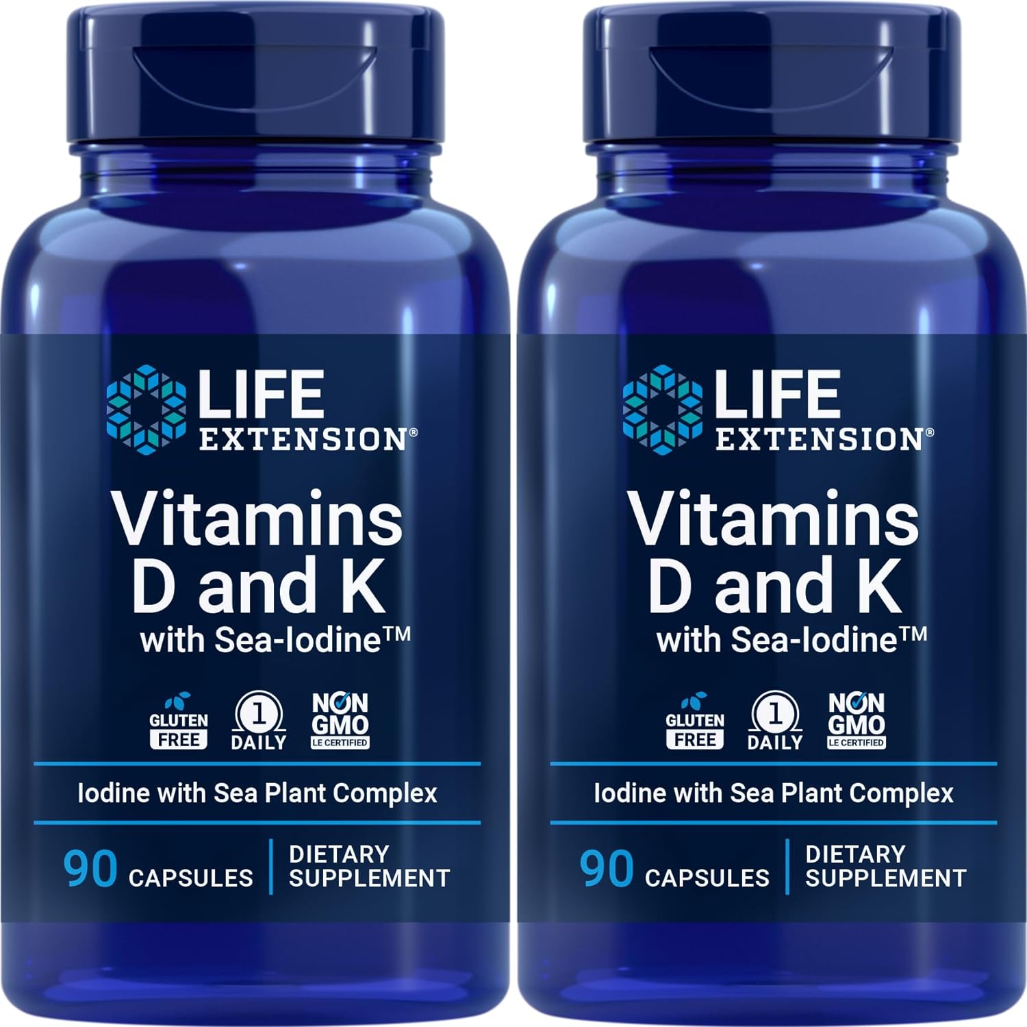 Life Extension Vitamins D and K with Sea-Iodine for Health