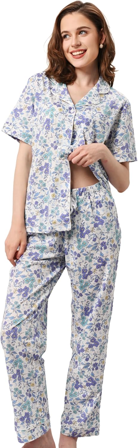 100% Cotton Pajamas for Women Sets Soft Sleepwear Loungewear