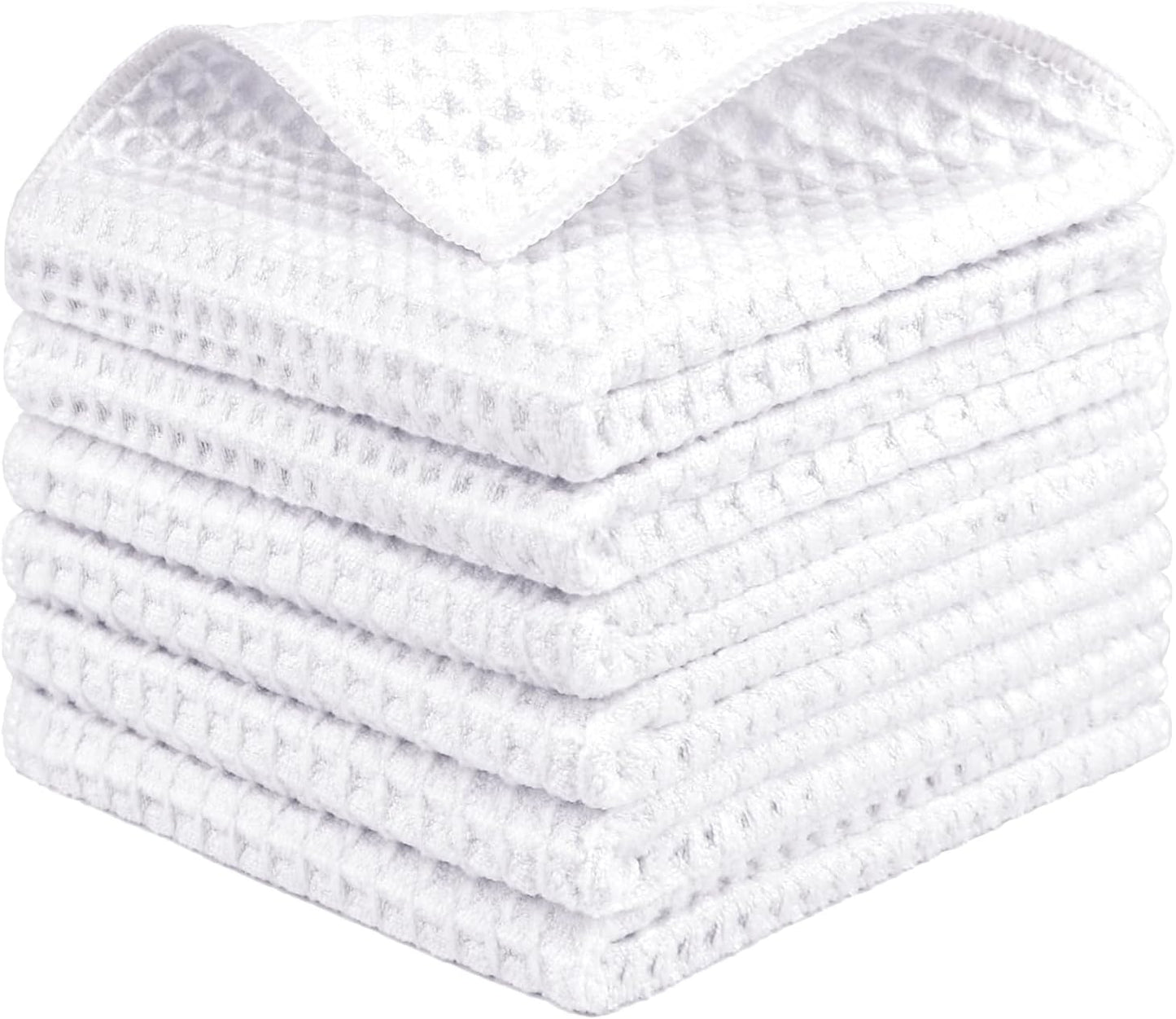 HOMEXCEL 6 Pack Waffle Weave Cleaning Cloths