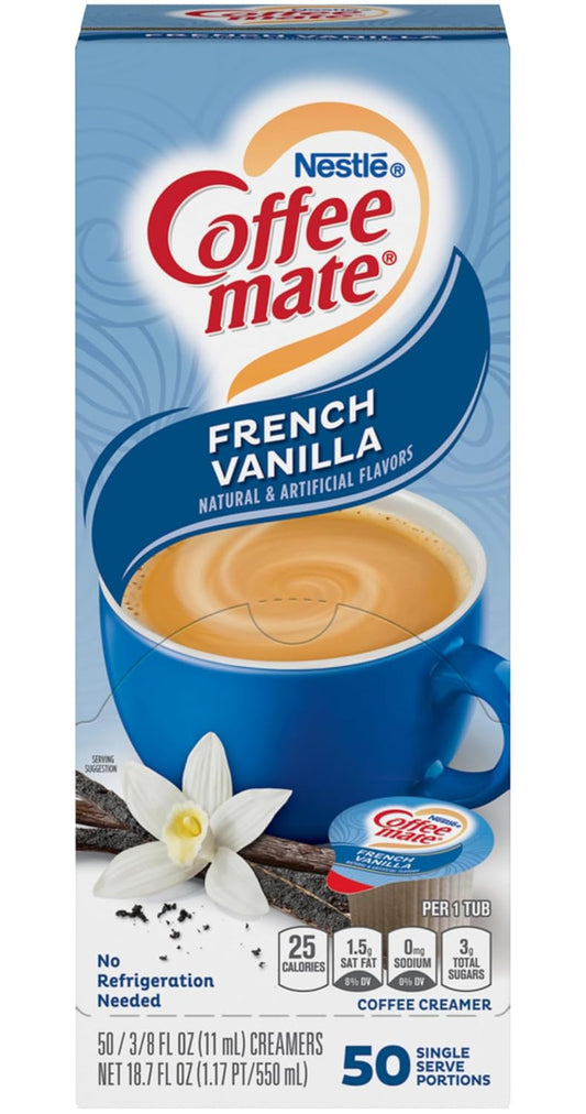 Nestle French Vanilla Coffee Creamer 50 Ct Box + Coffee Scoop