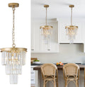 Modern Crystal Pendant Light for Kitchen Island - Mini Gold Chandelier