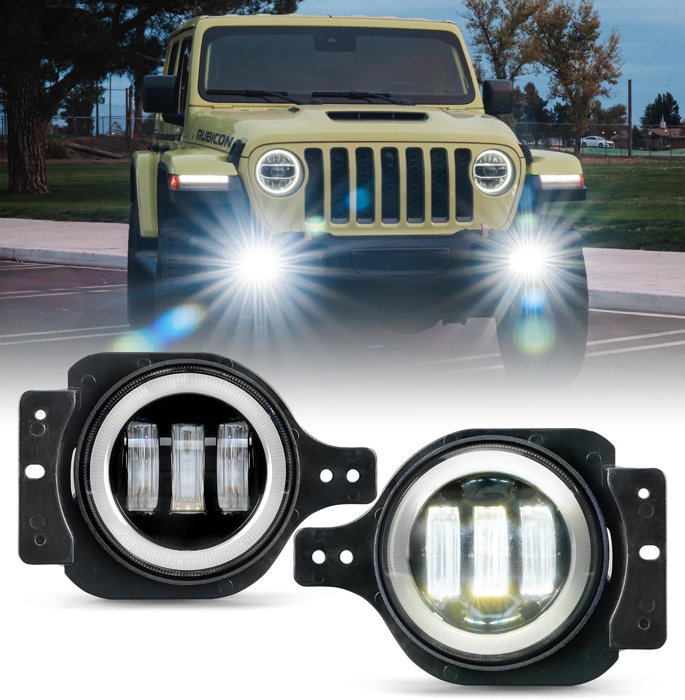 Xprite Ultra 300% Bright 60W LED Fog Lights for Jeep Wrangler
