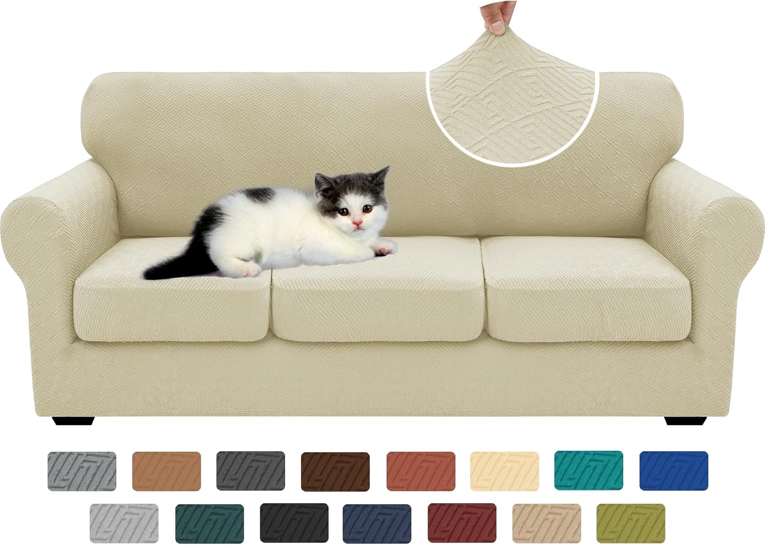XINEAGE 4 Pieces Couch Covers for 3 Cushion Couch Protection