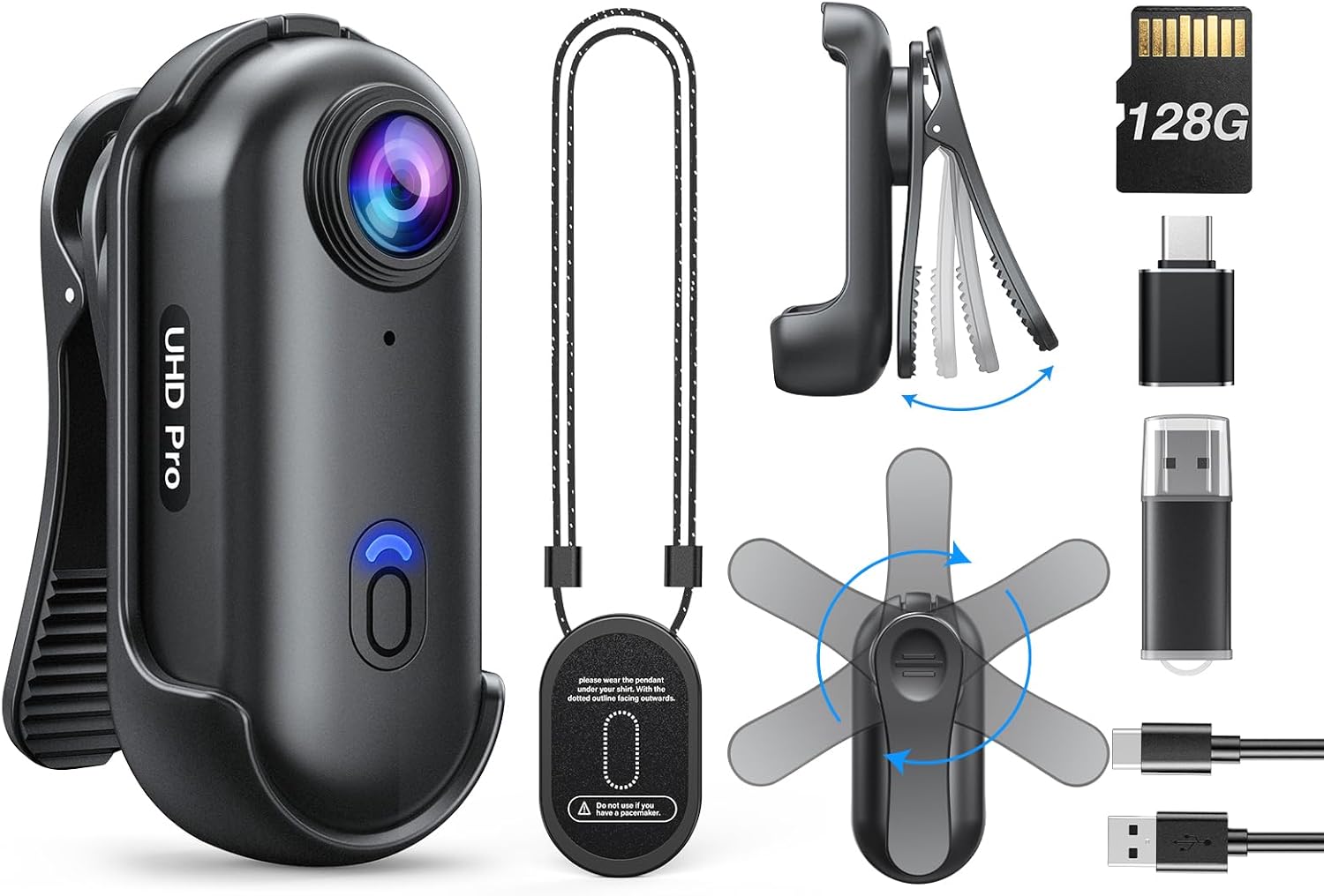 BOBLOV W4 2K Mini Body Camera: Easy 360Clip & Magnetic, 120min Recording