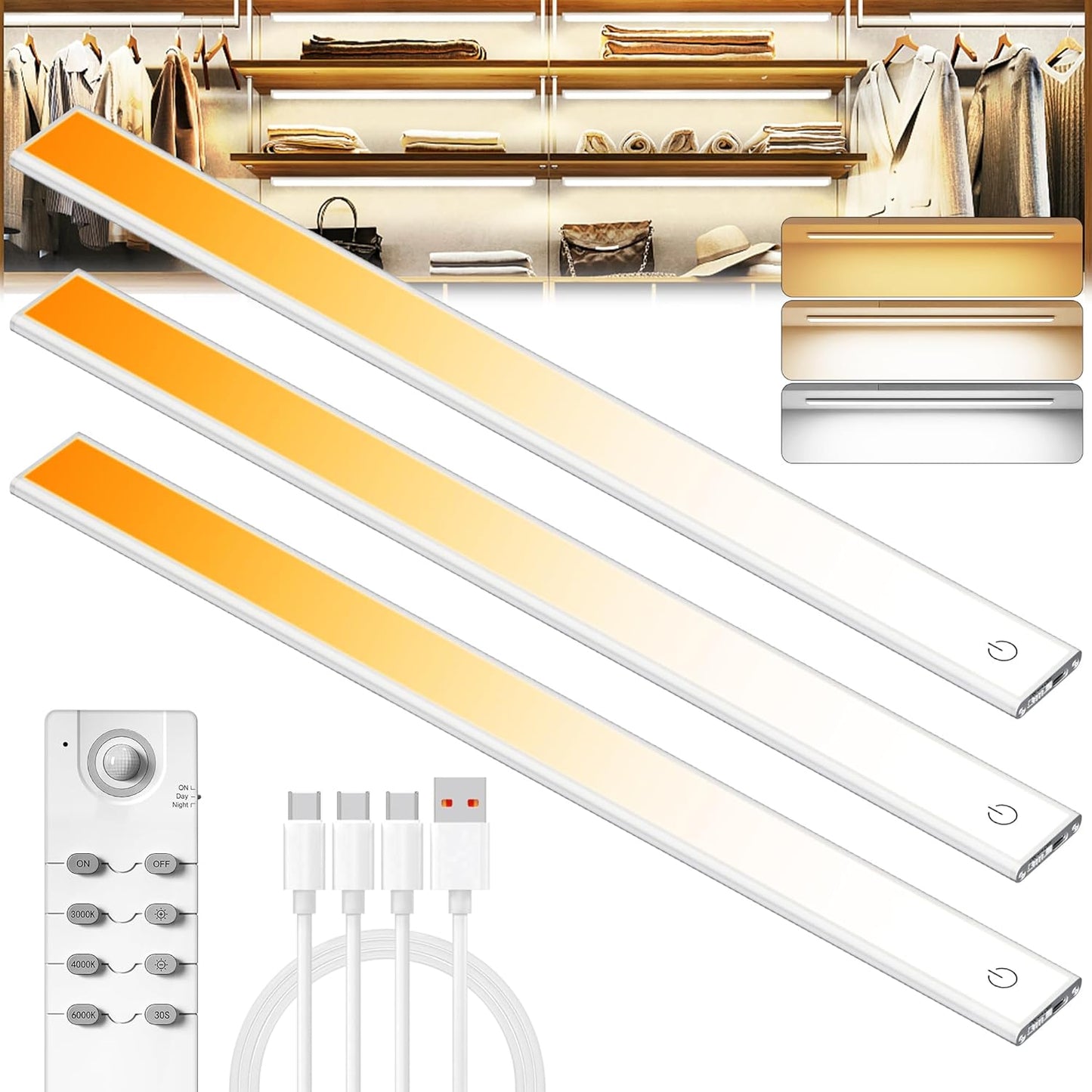134 LED Under Cabinet Lights Wireless with Remote Control
