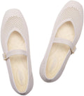 Womens Square Toe Knitted Mesh Flats - Washable Comfort