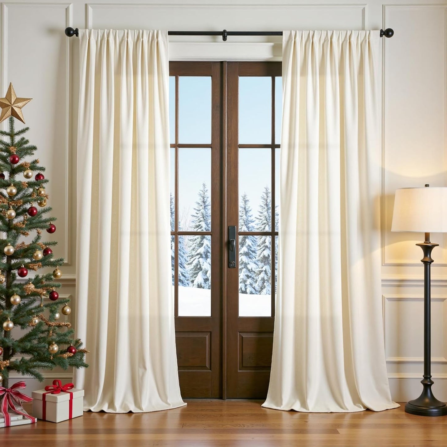 Lazzzy Velvet Curtains Ivory Thermal Insulated for Cozy Homes
