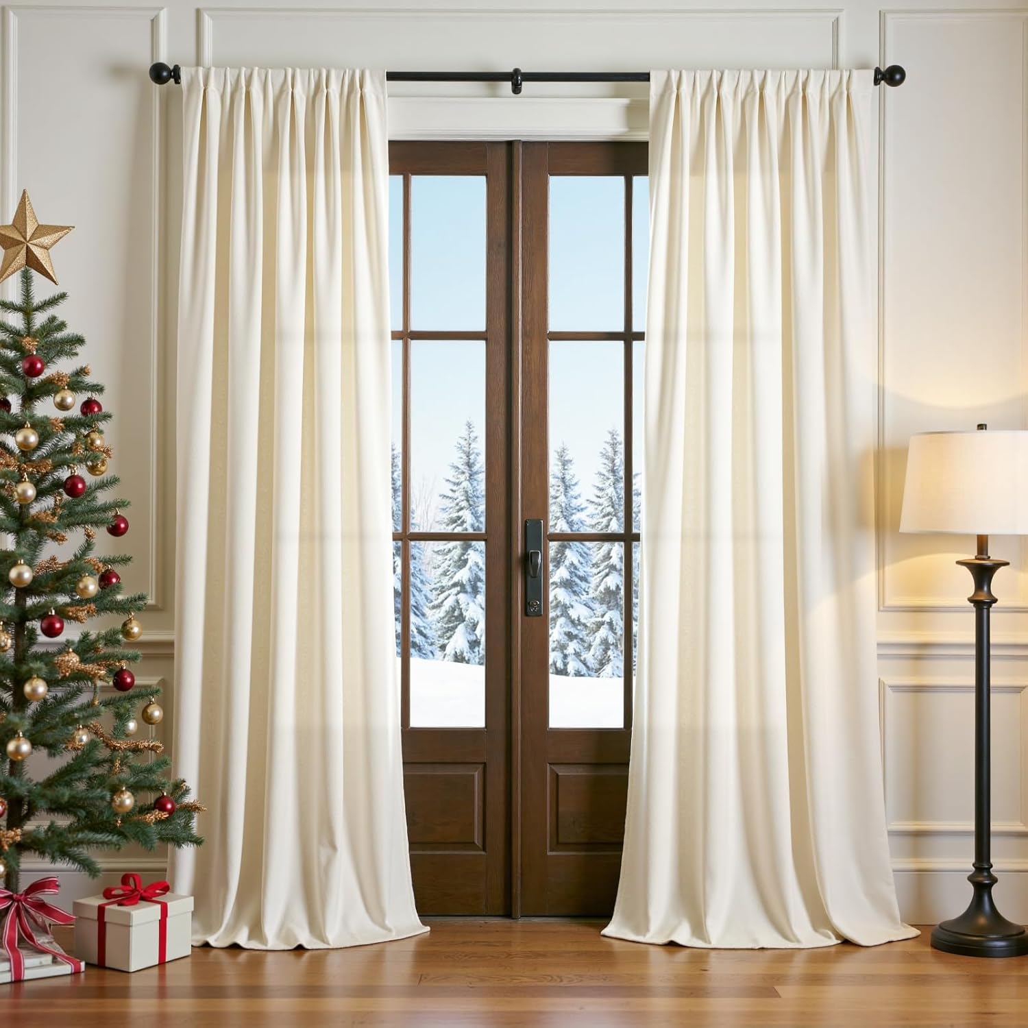 Lazzzy Velvet Curtains Ivory Thermal Insulated for Cozy Homes