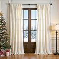 Lazzzy Velvet Ivory Curtains 96 in - Thermal Insulated Drapes