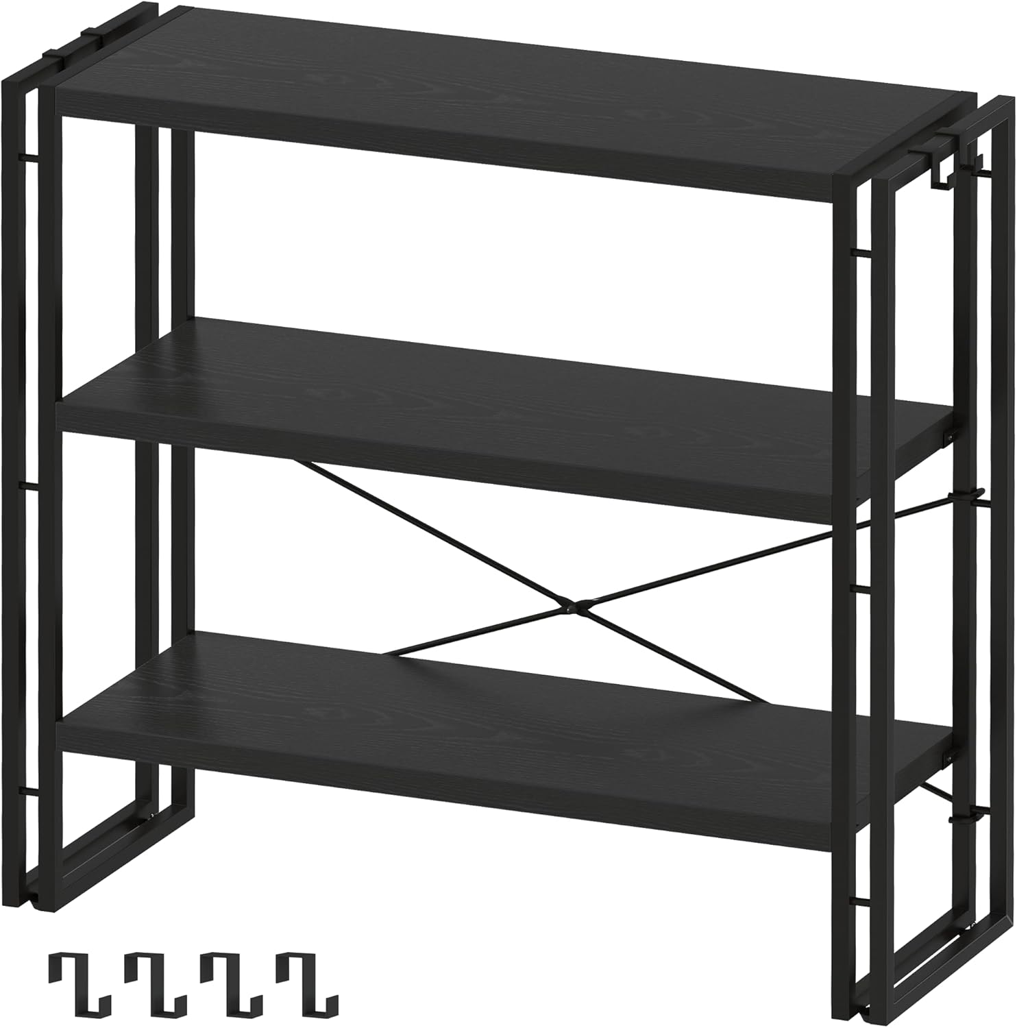 HCHQHS 3-Tier Industrial Bookcase for Stylish Organization