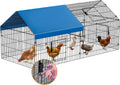 Metal Chicken Coop 86in x 40in x 39in Outdoor Run - Secure Covered Pen
