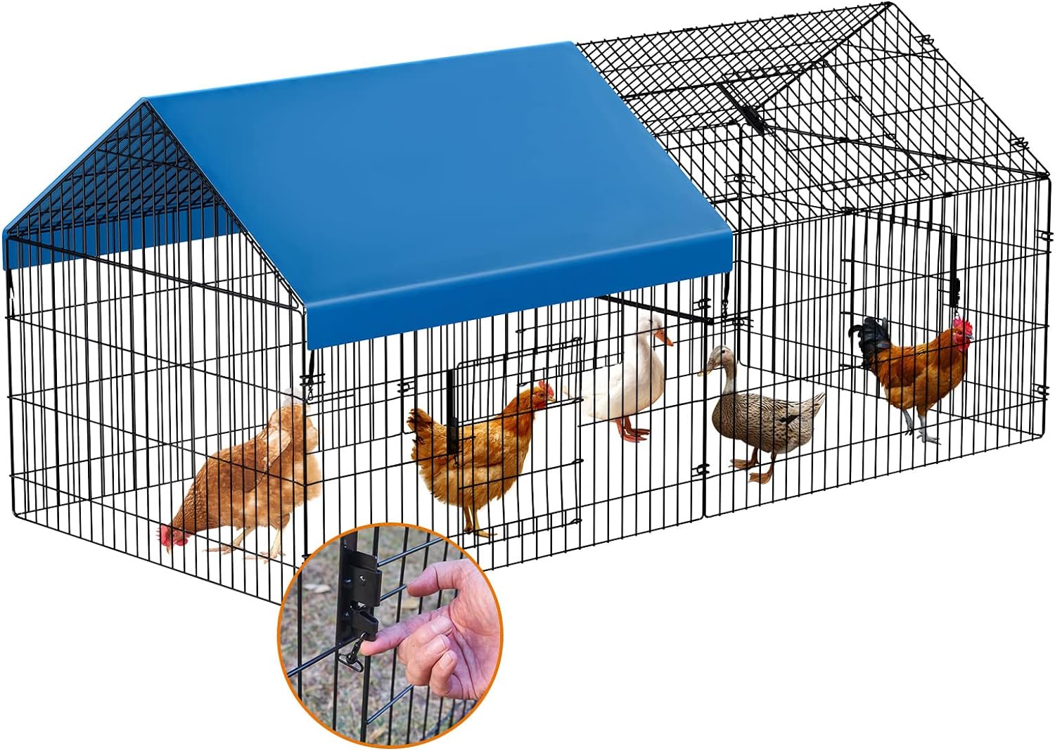 INJOPEXI Metal Chicken Coop for Outdoor Backyard Farm Use