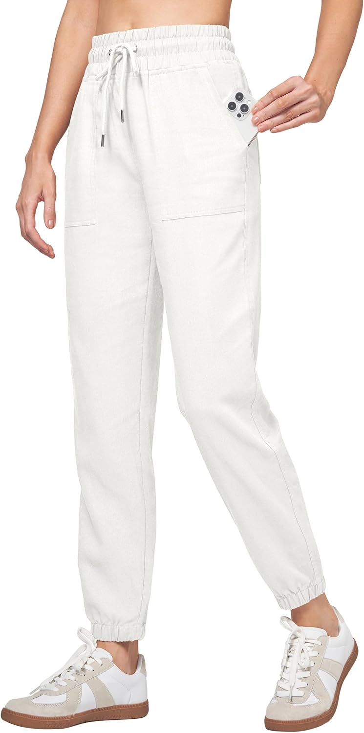 Willit Women Linen Pants Joggers Lightweight Casual Travel Wear
