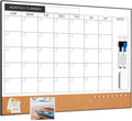 ARCOBIS Dry Erase Calendar with Cork Board for Wall, 24in x 18in