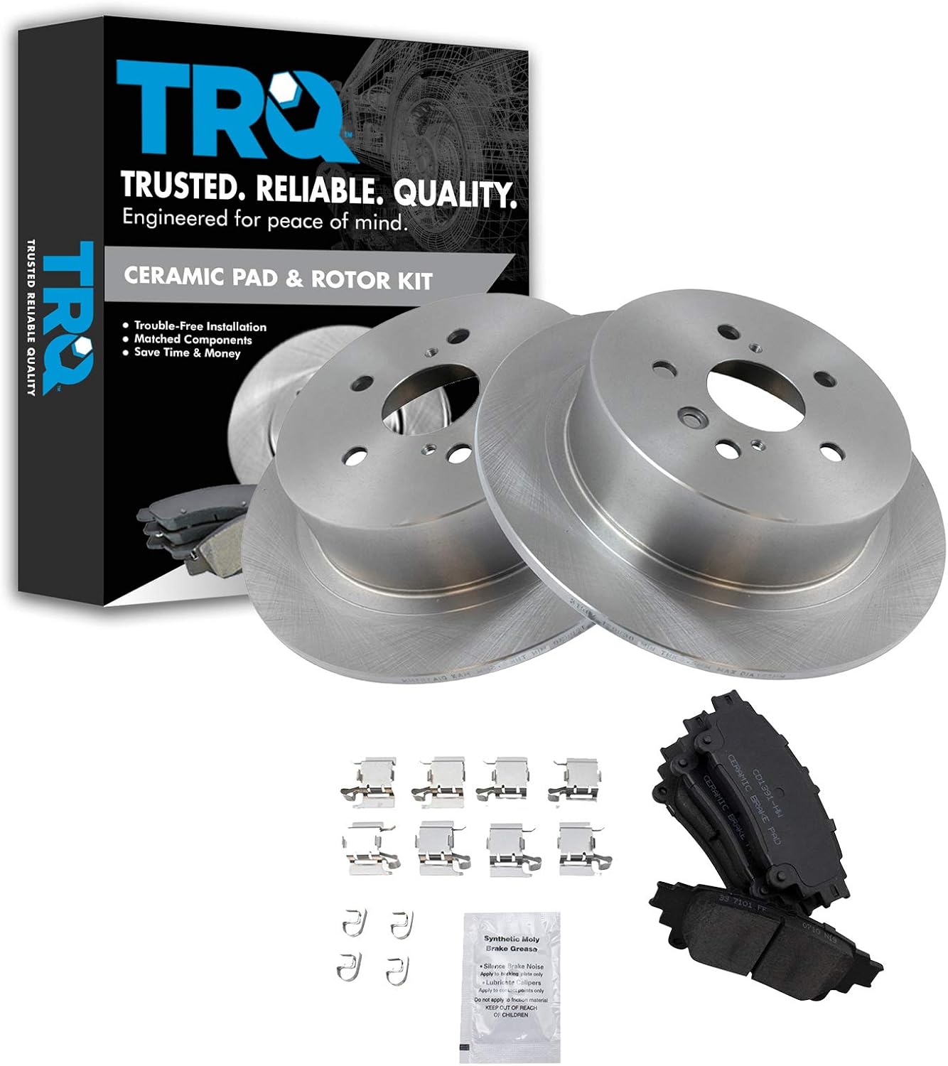 TRQ Rear Brake Pad & Rotor Kit for 2014 Toyota Highlander
