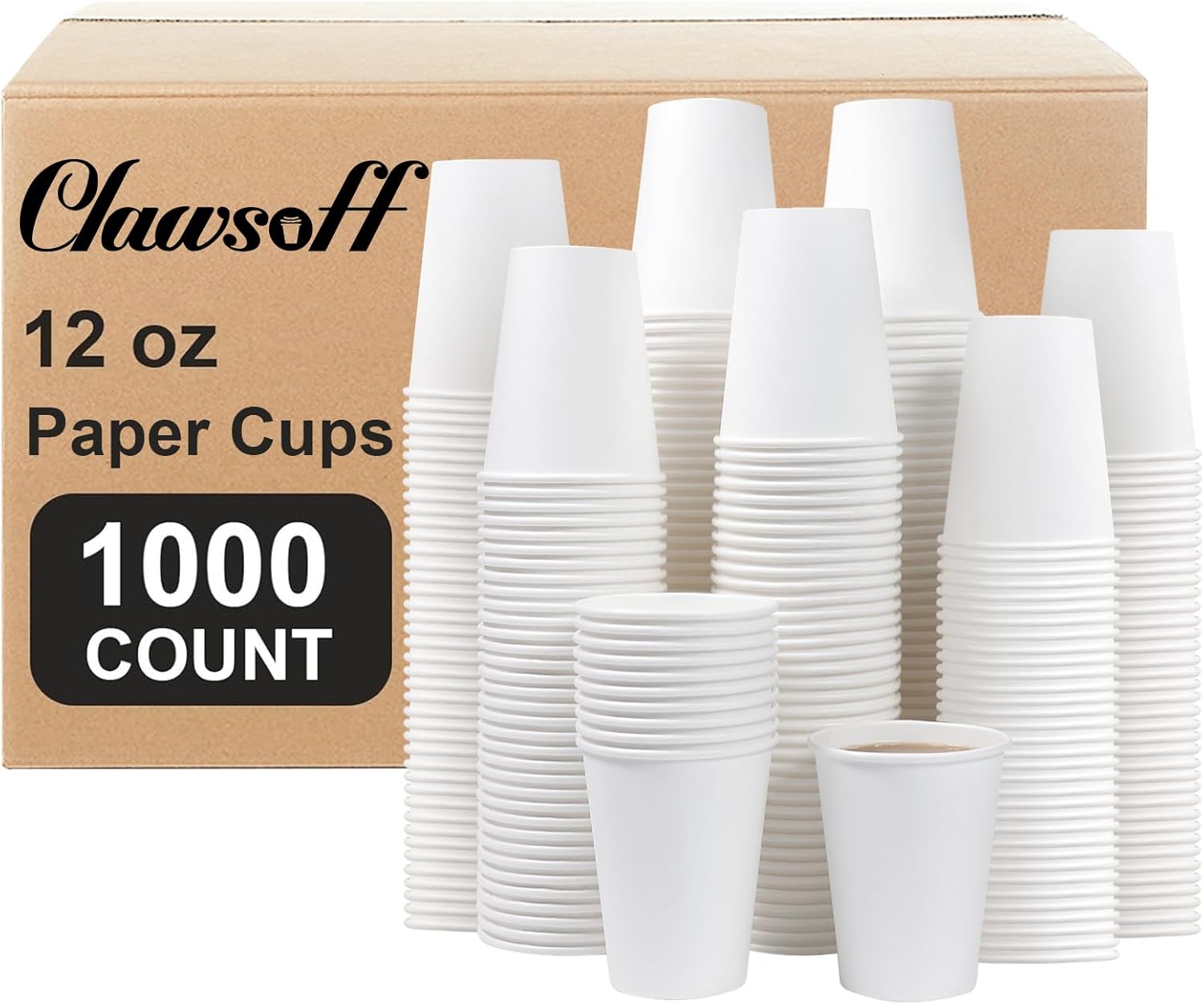 12 oz Disposable Coffee Cups - 1000 Count for All Occasions