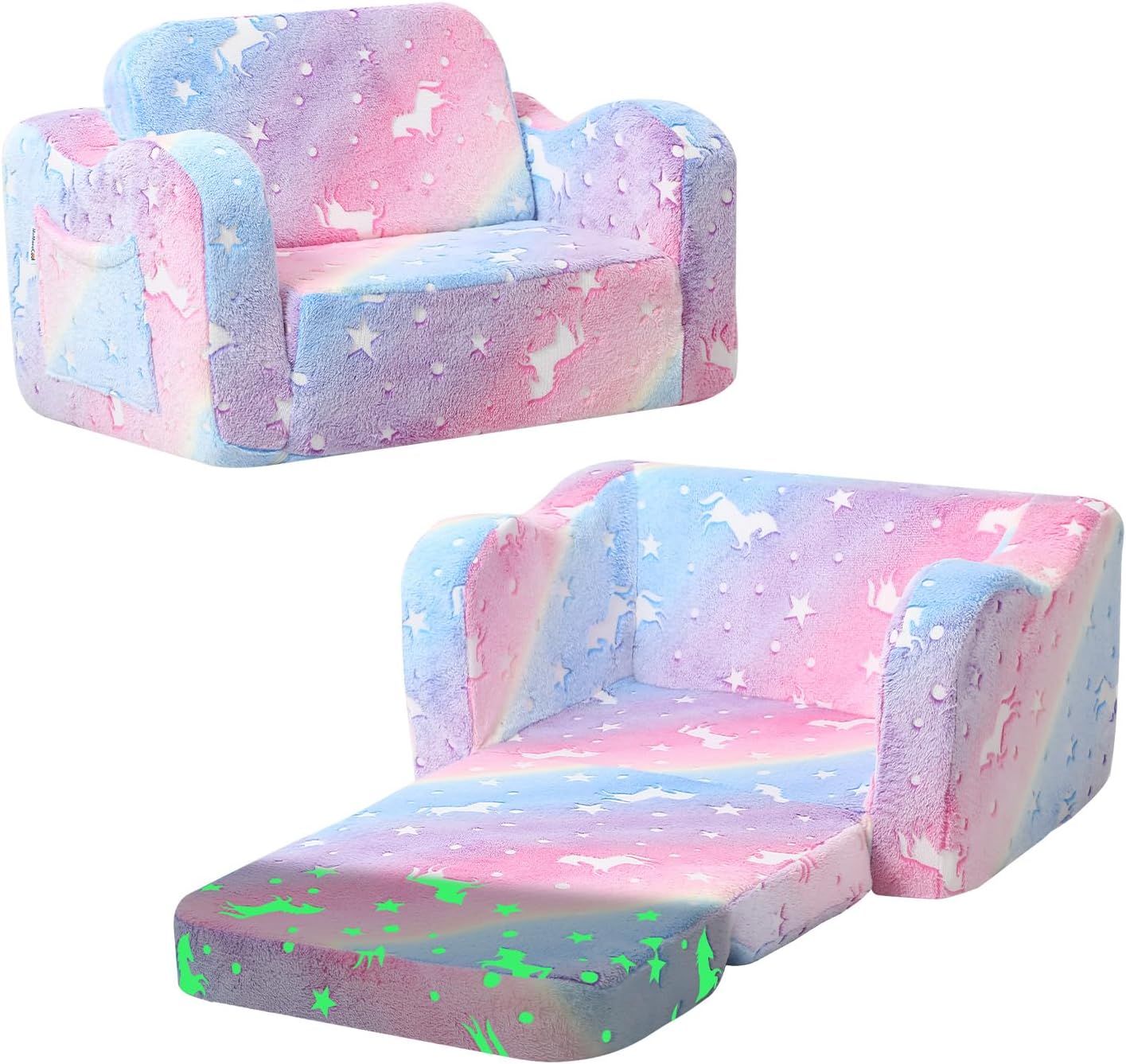 MeMoreCool Toddler Chair: Cozy Unicorn Flip Out Sofa Bed