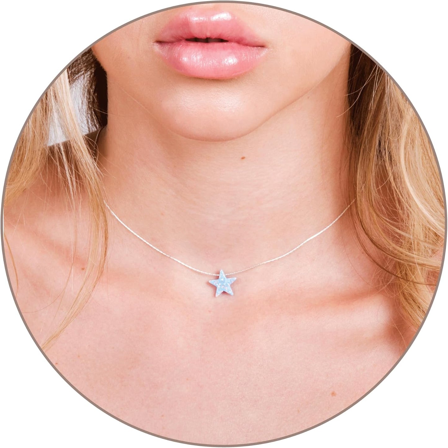 Dainty Adjustable Opal Star Necklace in Sterling Silver or Gold