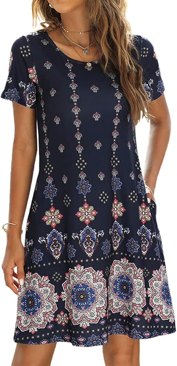 Sherosa Womens Summer Floral Print Sleeveless Sundress for Fun