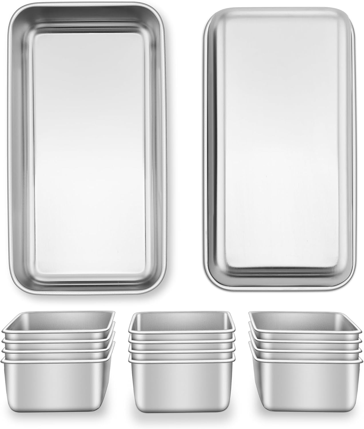 E-far 14 Pack Stainless Steel Bread Pans for Homemade Baking