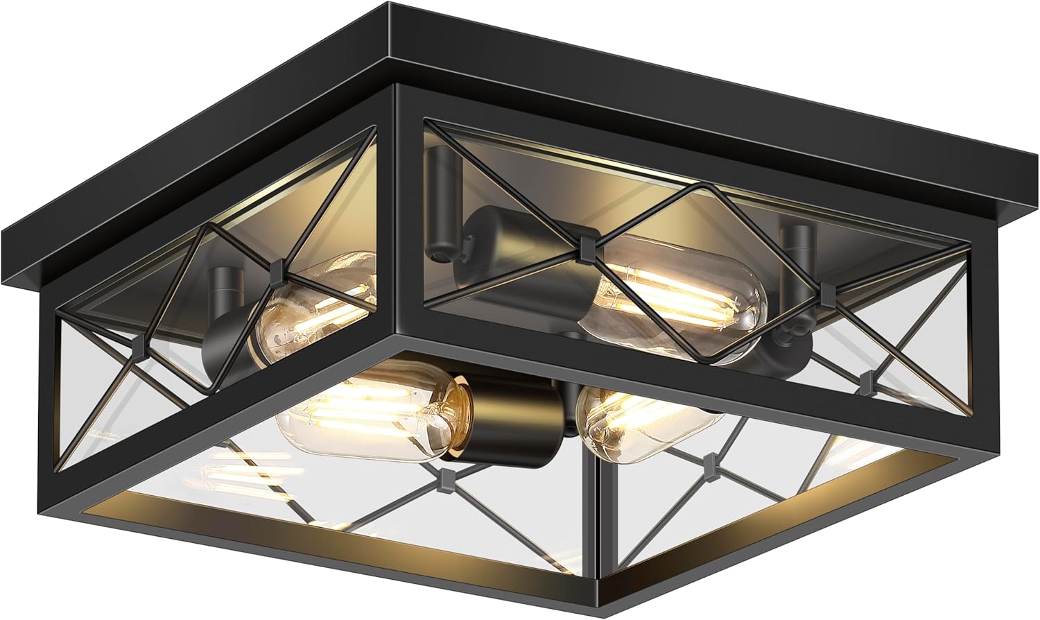 12 Inch Square Flush Mount Ceiling Light for Farmhouse Style