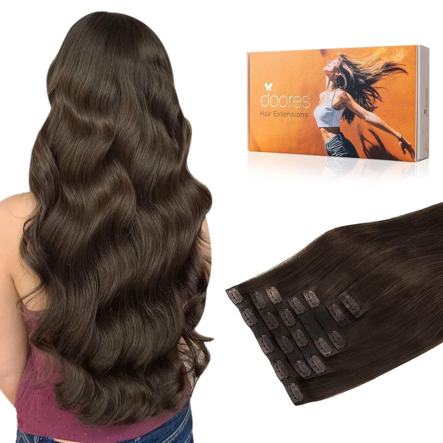 DOORES Clip in Hair Extensions for Natural Volume and Length