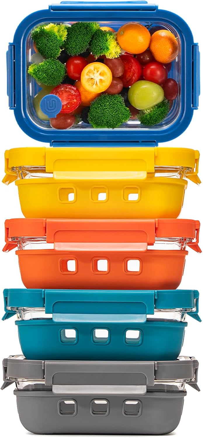 Glass Food Storage Containers with Lids for Meal Prep and Storage