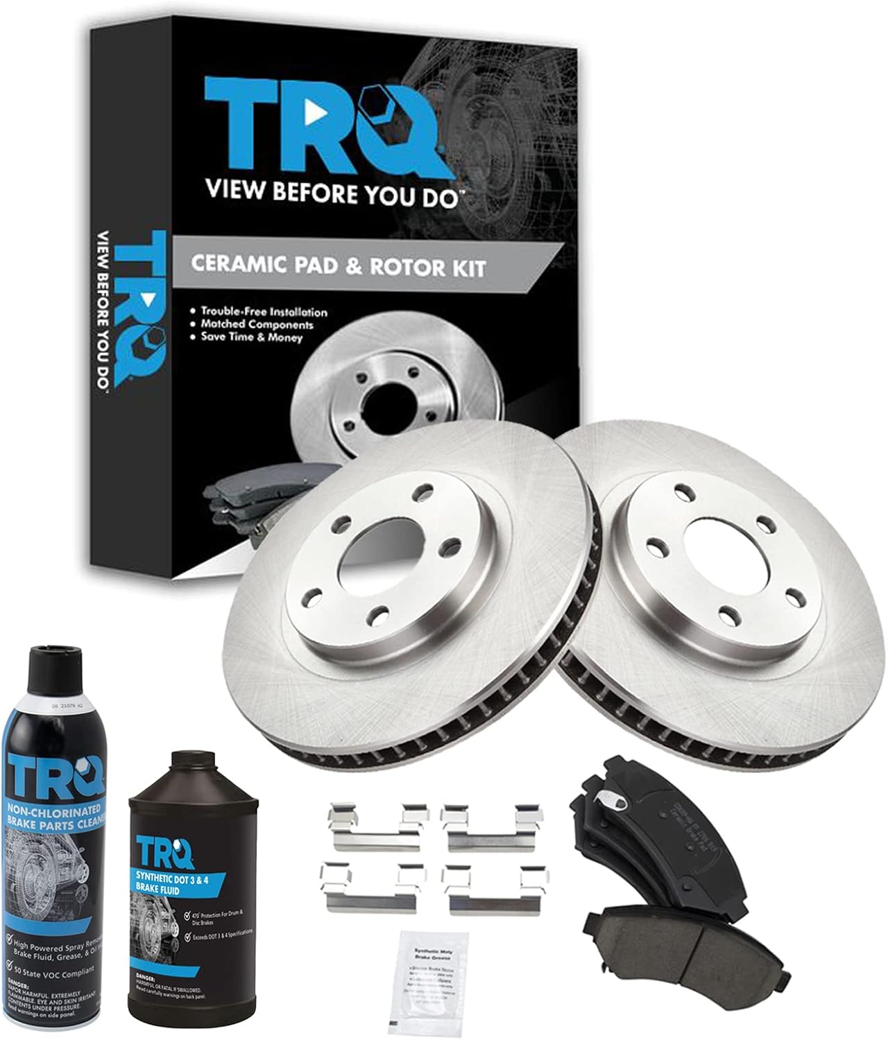 TRQ Front Brake Pad & Rotor Kit for 97-05 Vehicles - Quality Parts