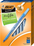 BIC Round Stic Xtra Life Ballpoint Pen 1.0mm Blue - Long-Lasting Value