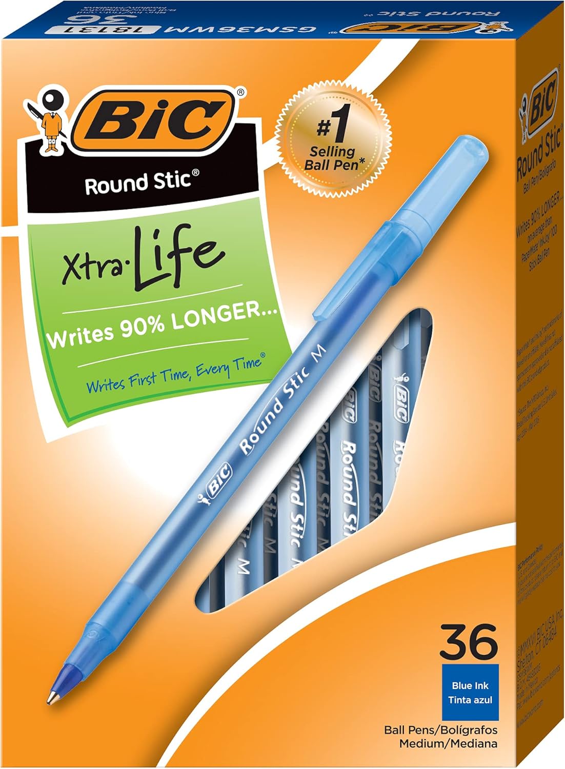 BIC Round Stic Xtra Life Ballpoint Pen for Comfortable Writing