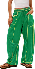 Yanekop Womens Baggy Wide Leg Pants Casual Fall Trousers - Drawstring