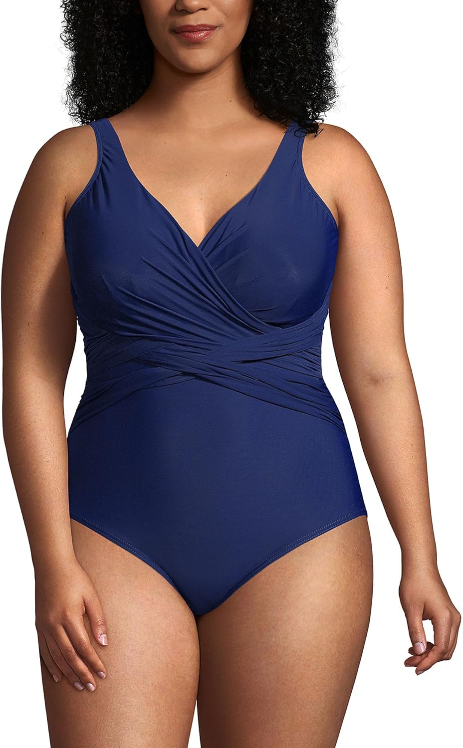 Lands' End Women's SlenderSuit Wrap One Piece Swimsuit Review