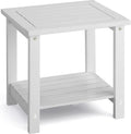 2-Tier Acacia Adirondack Outdoor Side Table, White - Compact Shelf
