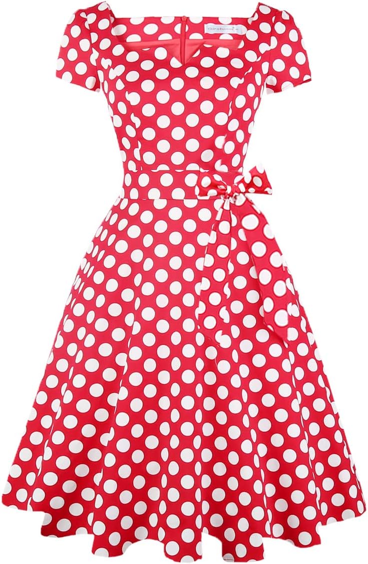 Girstunm Women's Classic Tea Dress with Pockets for Parties